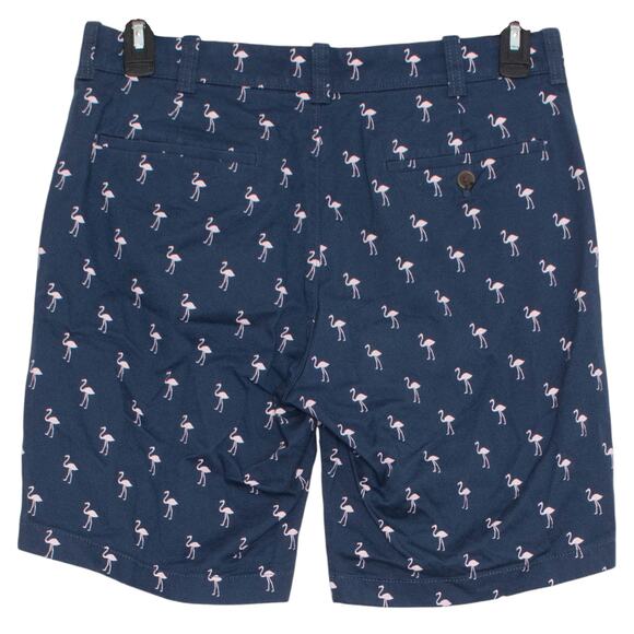 J Crew Mens Shorts Gramercy Flex Flamingo Print Flat Front Chino Blue Size 31 FD - Picture 5 of 5